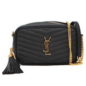 SAINT LAURENT Lou Monogram Grained Calfskin Noir Black
